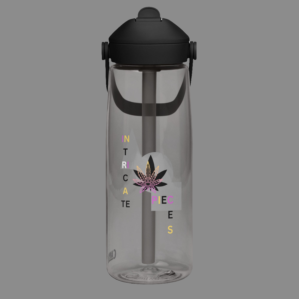 Intricate Pieces Flip straw water bottle