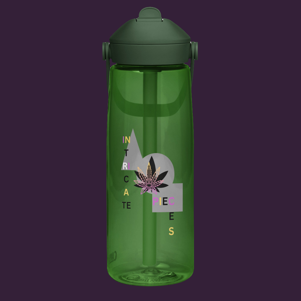 Intricate Pieces Flip straw water bottle