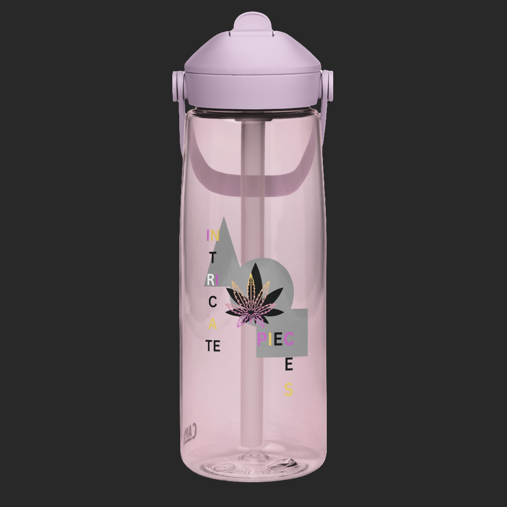 Intricate Pieces Flip straw water bottle